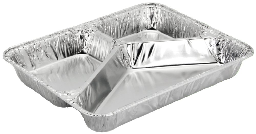 AE1018 Three Compartments, 24 oz Aluminum Food Tray